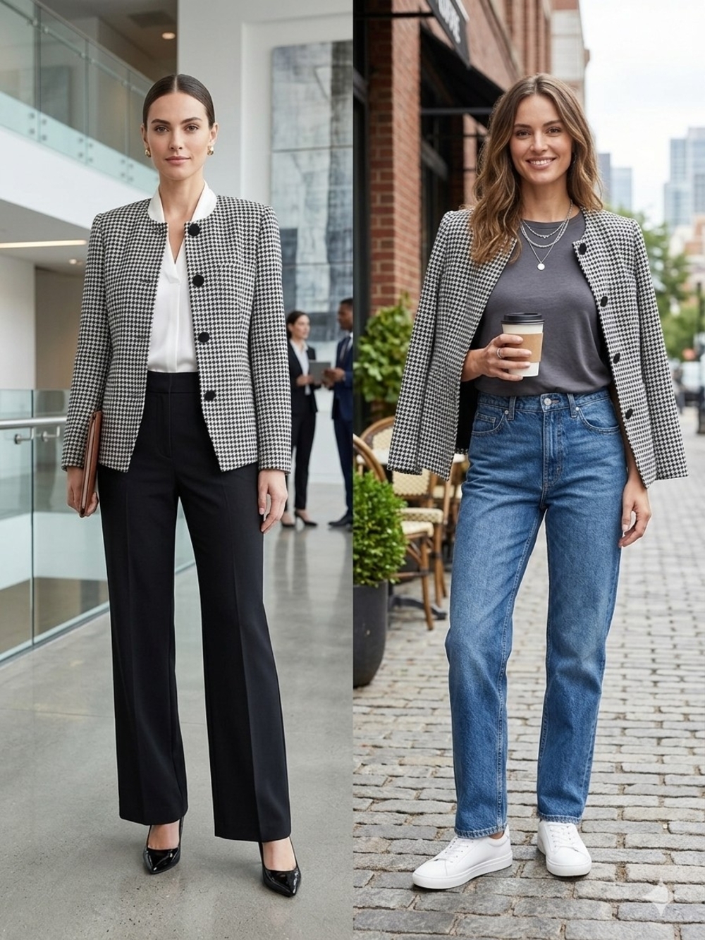 Madison Black and White Houndstooth Jacket
